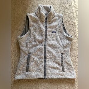 Patagonia Los Gatos whitish/Cream Gray Sherpa Teddy reversible Vest size large